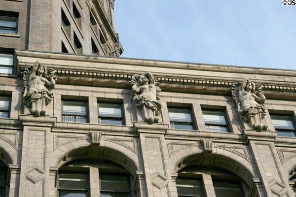 Row of terra cotta nude females on Sun Tower facade. Vancouver, BC.