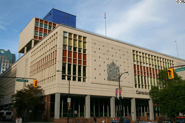 Main Post Office (1958) (8 floors) (349 West Georgia St.). Vancouver, BC. Architect: Bill Leithead + McCarter Nairne Partners.