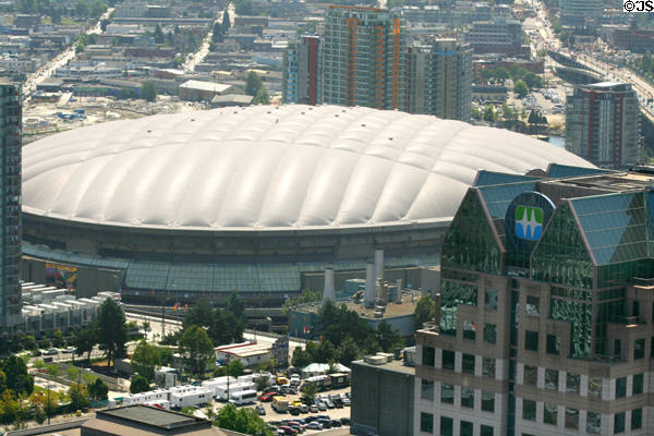 BC Place Stadium (1983) from Harbour Centre observation deck. Vancouver, BC.