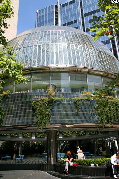 Glass-domed open air plaza of Grant Thornton Place. Vancouver, BC.