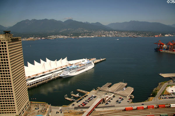 Overview of Vancouver Harbour with Canada Place. Vancouver, BC.
