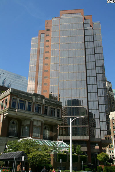 AXA Place (1981) (19 floors) (999 West Hastings St.) over heritage mansion. Vancouver, BC.