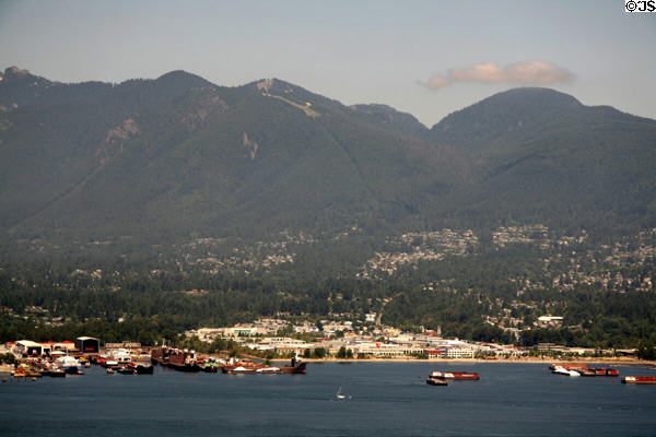 Skyline of North Vancouver with mountains beyond. Vancouver, BC.