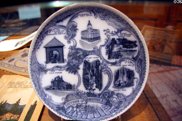 Vancouver souvenir plate at Vancouver Museum. Vancouver, BC.