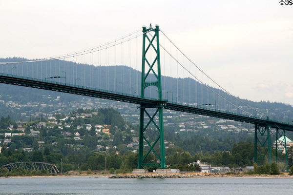 Suspension tower of Lions Gate Bridge. Vancouver, BC.