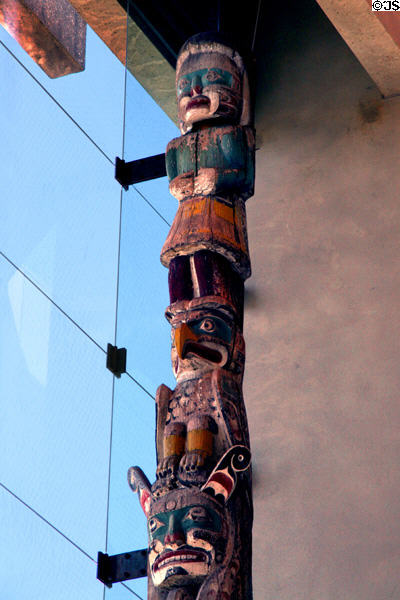 Detail of painted totem pole at Museum of Anthropology at UBC. Vancouver, BC.