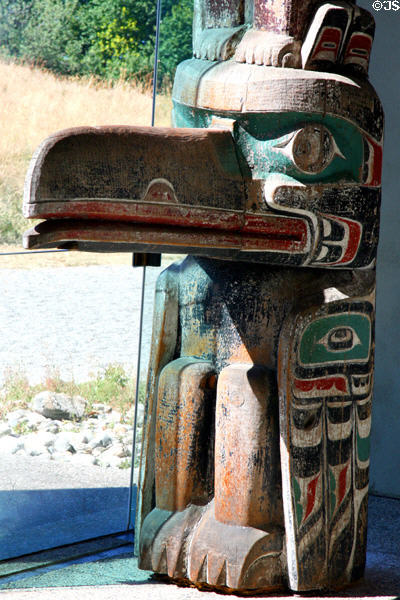 Detail of painted totem pole at Museum of Anthropology at UBC. Vancouver, BC.