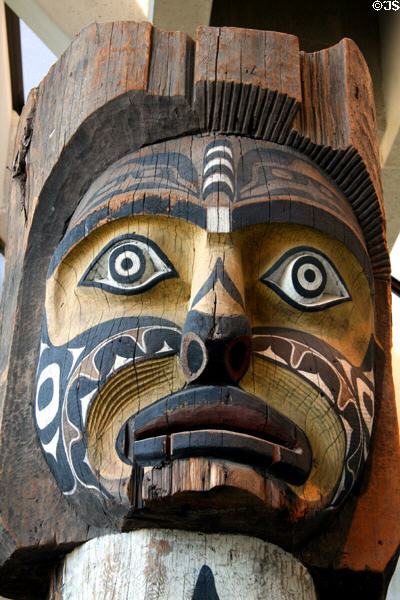 Face of Kwagiutl house post at Museum of Anthropology at UBC. Vancouver, BC.