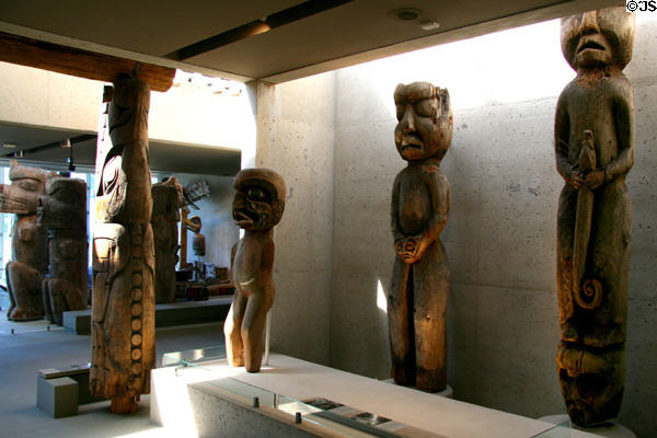 Collection of Northwest Coast native totems at Museum of Anthropology at UBC. Vancouver, BC.