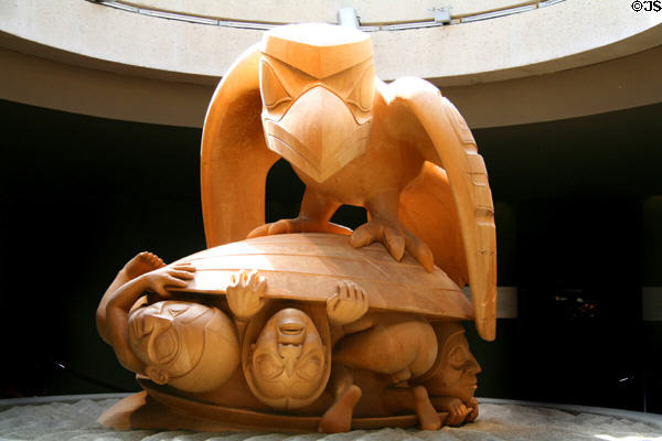 Raven Discovering Mankind in a Clamshell (1970) by Bill Reid at Museum of Anthropology at UBC. Vancouver, BC.