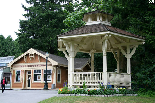 Hexagonal bandstand & shop at Burnaby Village Museum. Burnaby, BC.
