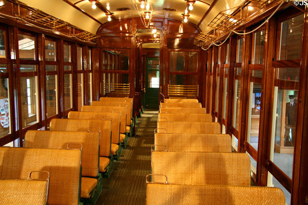 Interior of B.C. Electric Ry. Car at Burnaby Village Museum. Burnaby, BC.