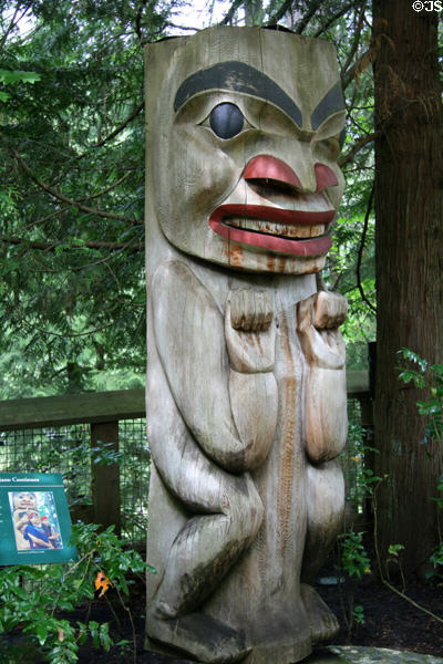 Modern Tlingit totem poles (1990s) by James Lewis & Wayne Carlick at Capilano Suspension Bridge. Vancouver, BC.