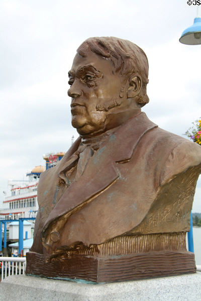 Statue of Simon Fraser (1776-1862) at Westminster Quay Public Market. New Westminster, BC.