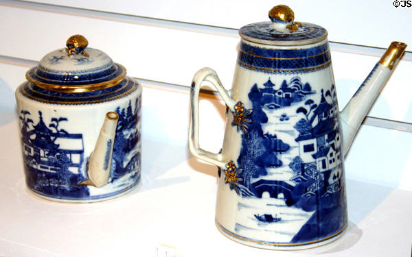 Porcelain tea pots (Chinese Qing dynasty) at New Brunswick Museum. Saint John, NB.
