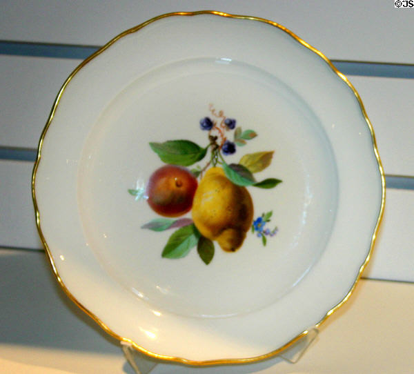 Meissen porcelain fruit plate (c1750) at New Brunswick Museum. Saint John, NB.