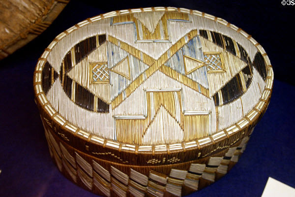 Micmac Indian porcupine quill basket (c1780) at Fort Beauséjour museum. NB.