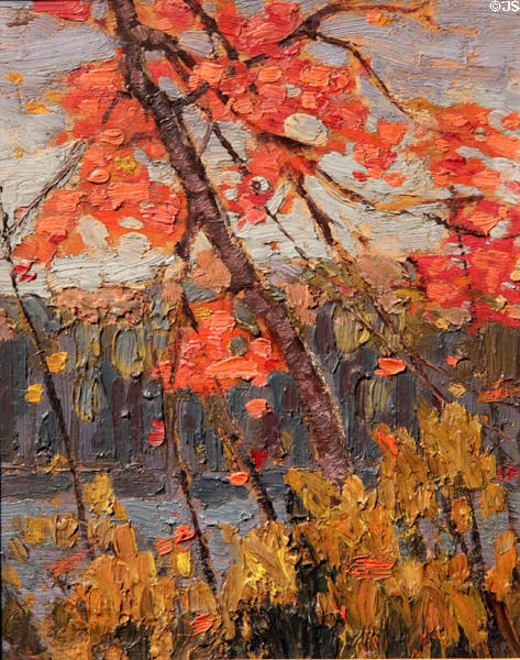 Twisted Maple painting on board (1914) by Tom Thomson at McMichael Gallery. Kleinburg, ON.