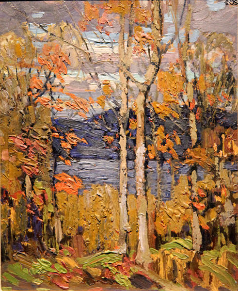 Algonquin, October painting on board (1914) by Tom Thomson at McMichael Gallery. Kleinburg, ON.