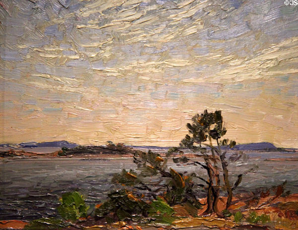 Georgian Bay painting on board (1914) by Tom Thomson at McMichael Gallery. Kleinburg, ON.