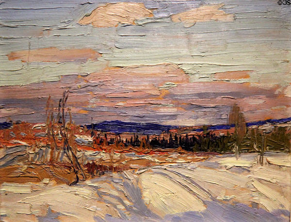 Winter: Sketch in Algonquin Park painting on board (1914) by Tom Thomson at McMichael Gallery. Kleinburg, ON.