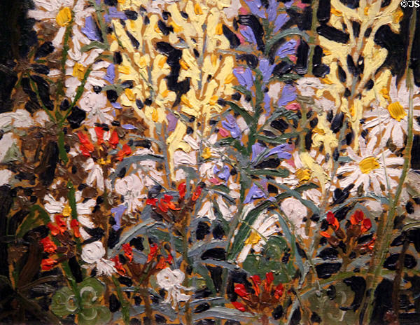 Wildflowers painting on board (1915) by Tom Thomson at McMichael Gallery. Kleinburg, ON.