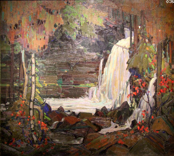 Woodland Waterfall painting (1916-7) by Tom Thomson at McMichael Gallery. Kleinburg, ON.