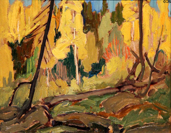 Algoma Trees painting on board (1920) by J.E.H. Macdonald at McMichael Gallery. Kleinburg, ON.