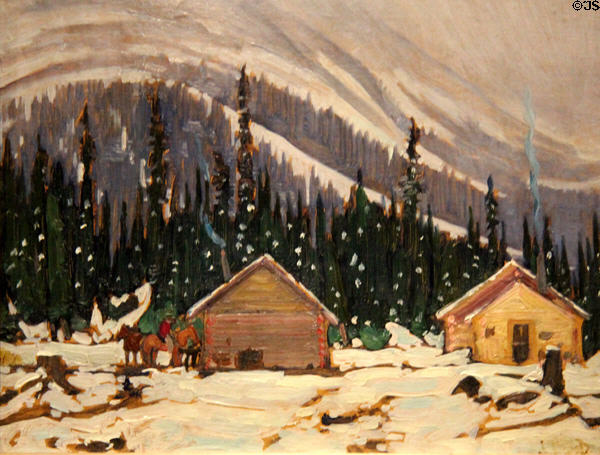 Snow, Lake O'Hara painting on board (1927) by J.E.H. Macdonald at McMichael Gallery. Kleinburg, ON.