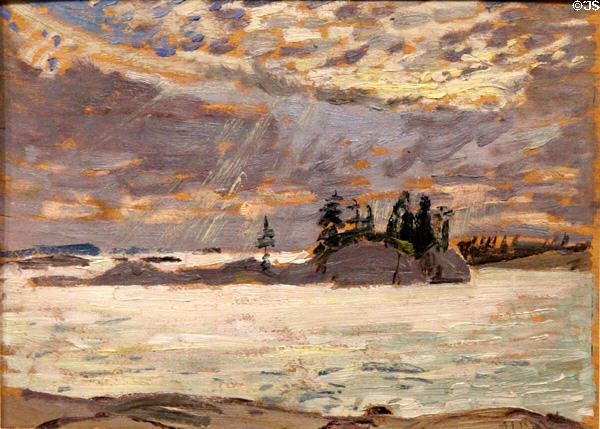 Georgian Bay painting on board (c1920) by Arthur Lismer at McMichael Gallery. Kleinburg, ON.
