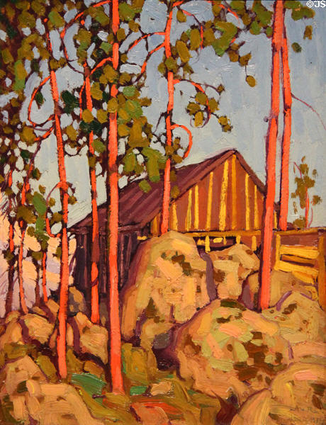 Algonquin Park painting on board (c1917) by Lawren Harris at McMichael Gallery. Kleinburg, ON.