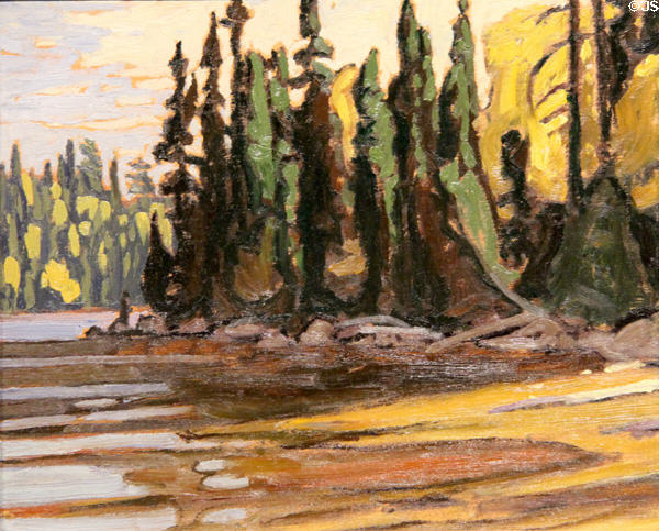 Algoma sketch #2 painting on board (c1918) by Lawren Harris at McMichael Gallery. Kleinburg, ON.