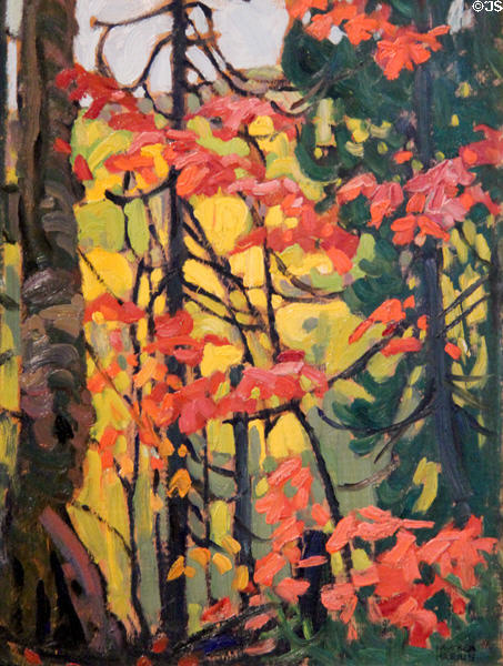 Red Maples painting on board (1920) by Lawren Harris at McMichael Gallery. Kleinburg, ON.