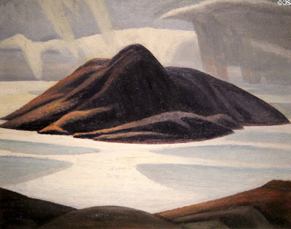 Snow Squalls, Pic Island painting on board (c1923) by Lawren Harris at McMichael Gallery. Kleinburg, ON.