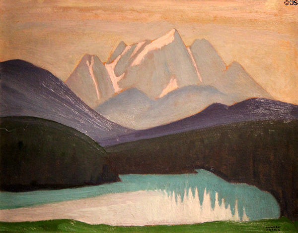 Emerald Lake painting on board (c1924) by Lawren Harris at McMichael Gallery. Kleinburg, ON.