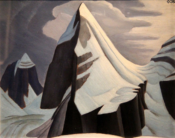 Mount Lefroy painting on board (c1925) by Lawren Harris at McMichael Gallery. Kleinburg, ON.
