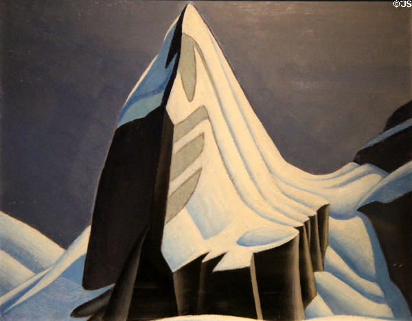 Rocky Mountain Sketch, Mount Lefroy painting on board (c1929) by Lawren Harris at McMichael Gallery. Kleinburg, ON.