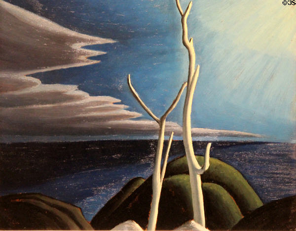 Sentinels painting on board (c1926) by Lawren Harris at McMichael Gallery. Kleinburg, ON.