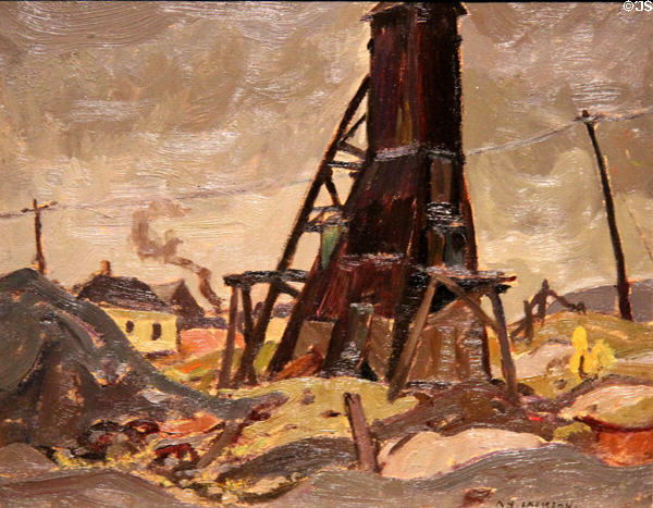 Cobalt Mine Shaft painting on board (1935) by A.Y. Jackson at McMichael Gallery. Kleinburg, ON.