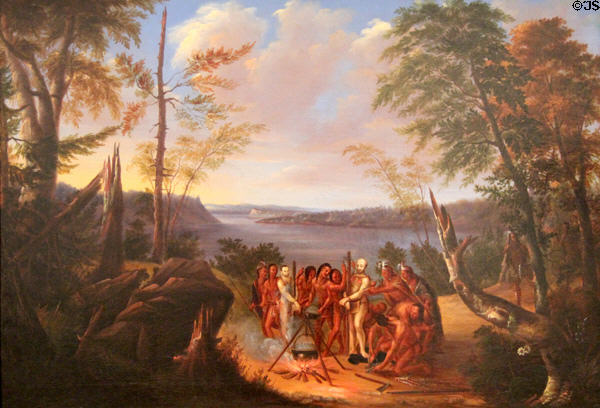 Martyrdom of Fathers Brébeuf & Lalemant painting (c1843) by Joseph Légaré at National Gallery of Canada. Ottawa, ON.