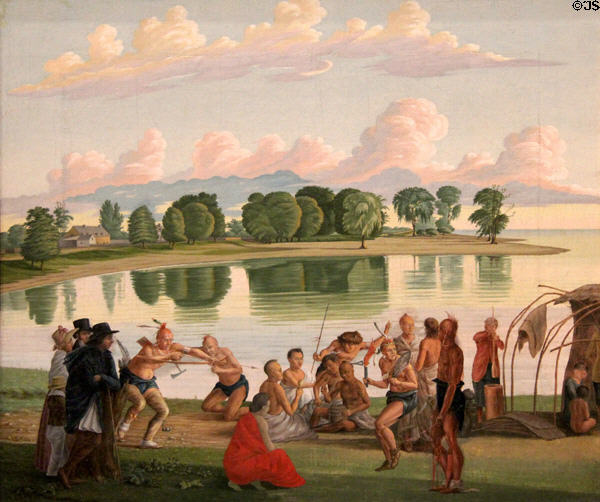 Indian Dance at Amherstburg painting (c1825) by William Bent Berczy at National Gallery of Canada. Ottawa, ON.