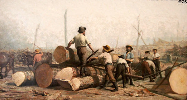 Logging painting (1888) by George A. Reid of Toronto at National Gallery of Canada. Ottawa, ON.