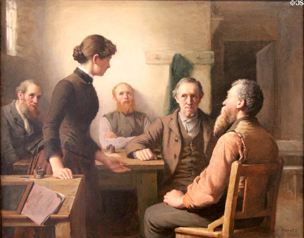 Meeting of the School Trustees painting (1885) by Robert Harris of Montreal at National Gallery of Canada. Ottawa, ON.