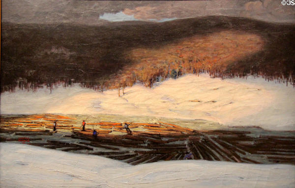 Log Drive painting (1912) by Lawren S. Harris at National Gallery of Canada. Ottawa, ON.