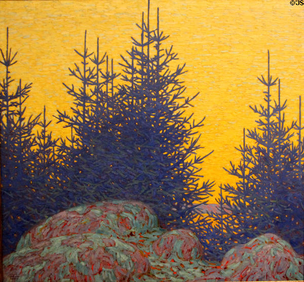 Decorative Landscape painting (1917) by Lawren S. Harris at National Gallery of Canada. Ottawa, ON.