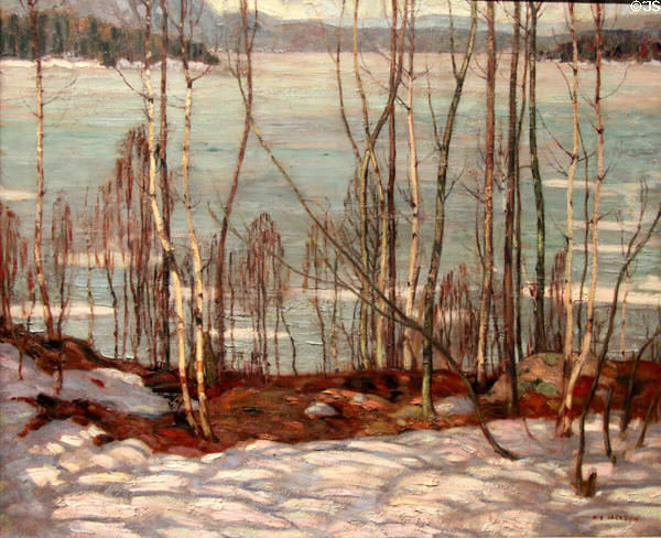 Frozen Lake, Early Spring, Algonquin Park painting (1914) by A.Y. Jackson at National Gallery of Canada. Ottawa, ON.