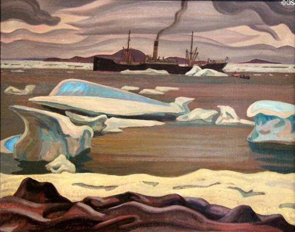 The "Beothic" at Bache Post, Ellesmere Island painting (1929) by A.Y. Jackson at National Gallery of Canada. Ottawa, ON.