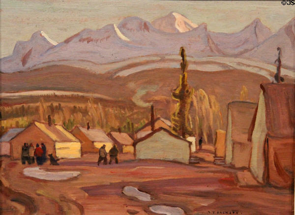 Camp Mile 108, West of Whitehorse painting (1943) by A.Y. Jackson at National Gallery of Canada. Ottawa, ON.