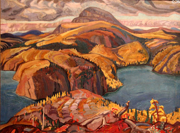 October on the North Shore, Lake Superior painting (1927) by Arthur Lismer at National Gallery of Canada. Ottawa, ON.