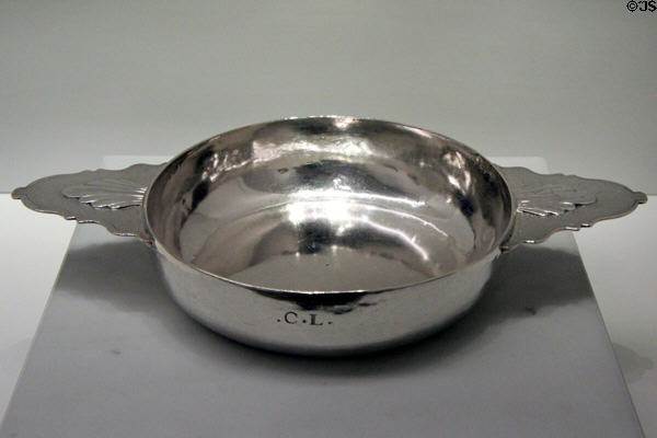 Silver porringer (Écuelle) with initials of Catherine Langlois (c1729-49) by Paul Lambert (called Saint-Paul) of Quebec, Quebec at National Gallery of Canada. Ottawa, ON.